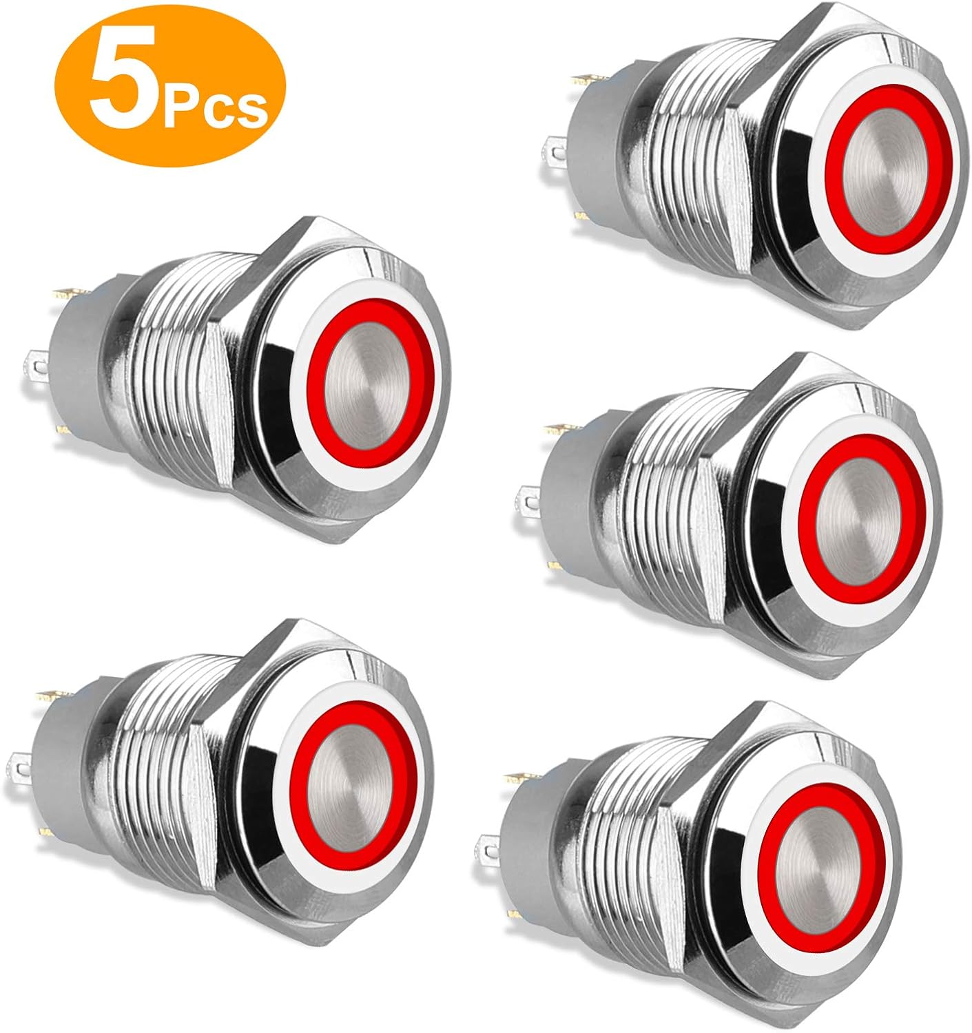 Stainless Push Button Switch 19mm 3//4/" Eagle Eye 24V White LED