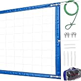 Professional Volleyball Net Outdoor Heavy Duty, All Weather Enhanced, 32x3FT Regulation Official Size, 46FT Aircraft Steel Cable, Portable Replacement Net for Backyard Beach Pool Indoor