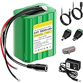 CITYORK 3000mAh 24V Rechargeable Battery with Charger, Bare Leads Battery Pack Compatible with 24V Devices, DIY Project, Speakers, RC Car, LED Strip, Toys, Solar Panels, Camcorder, etc