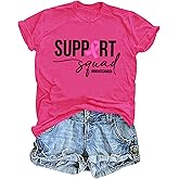Breast Cancer Awareness Shirts for Women Breast Pink Ribbon T-Shirts Support Squad Graphic Inspirational Breast Cancer Tops