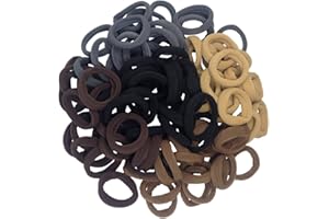 J-MEE Hair Bands Hair ties for Thick Hair 100PCS Seamless Cotton Simply Ponytail Holders Headband Scrunchies Hair Accessories No Crease Damage (Neutral Colors)