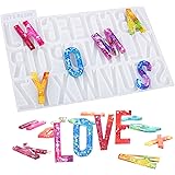 LET'S RESIN Alphabet Keychain Molds with Hole, Large Alphabet Resin Silicone Molds for Epoxy, Resin Letter Molds for Keychain