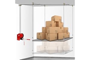 ZELVORO Overhead Garage Storage Lift Hoist, Heavy-Duty Ceiling Mounted Garage Storage Lift System for Organization - Supports 8-16ft Ceilings