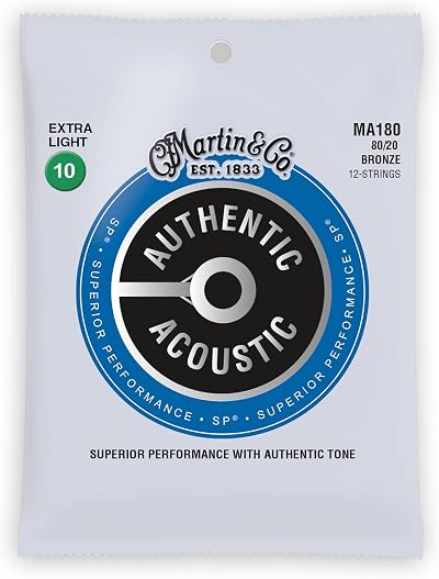 Martin MA180 Authentic Acoustic Strings 12-String Extra Light 0.010-0.047