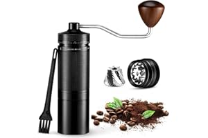 JURMICKEY External Manual Coffee Grinder, 180 Grind Settings Portable Hand Coffee Grinder. 7 Stars CNC Stainless Steel Burr With 25g Capacity, Great Gift For Home, Office and Camping
