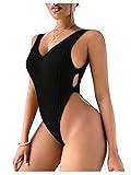 Milumia Women's Cut Out V Neck Tank Tops Sexy Open