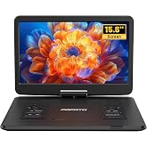 POFOTO 17.5&rdquo; Portable DVD Player with 15.6&rdquo; Large HD Screen-Black | 6 Hours Rechargeable Battery, Dual Speakers, Region Free, Remote Control, Support Multi-Format Sync TV, USB/SD