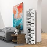 isightguard Narrow Shoe Rack 10 Tier Vertical Slim Organizer 66.4in Tall view 6