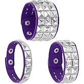 MECCANIXITY 3 Pcs Leather Punk Bracelet 8.7"/22cm Square Rivets Goth Bracelet,