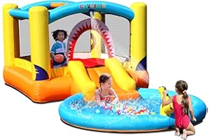 Causeair Inflatable Bounce House with Ball Pit & Water slide,Wet & Dry Use,Water Spray Gun,Basketball Hoop,Bouncy House for Toddler Kids