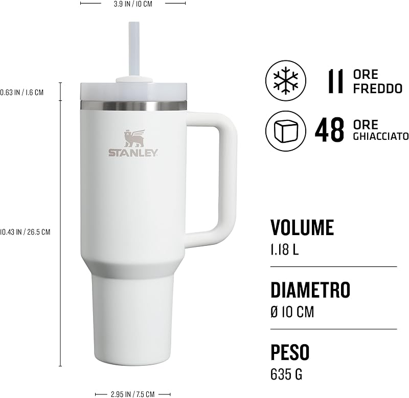 1913 Quencher H2.0 Flowstate Borraccia Con Cannuccia 1.18L - Frost