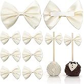 LIZLOVESS Ivory Self Adhesive Satin Ribbon Bows for Gift Wrapping 3.5 Inch Premade Cream Stick on Bows for Crafts, Wedding Decor, Birthday Party Decoration, Baby Shower, Treat Bags (36 Pack)