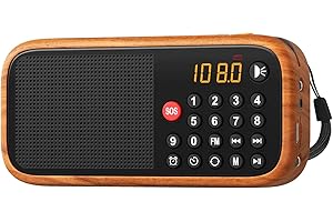 LEOTEC FM Radio with Bluetooth,Digital Radio,Portable Vintage Wood Table Alarm Clock,Best Reception,Type-C Charging, SOS/AUX/USB,Small Gifts