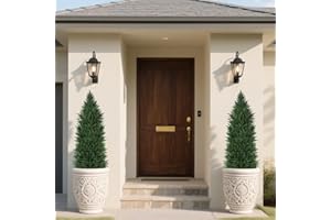 YANGRASS Artificial Topiary Cedar Trees, 2Pack 4FT Artificial Cedar Pine Tree Potted UV Rated Plant Fake Plants Tall Artificial Plants Shrubs for Indoors Outdoors