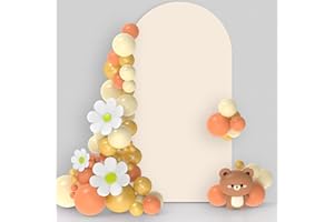 EUHAMS 6.6FT Wedding Arch Cover - Beige Spandex Fitted Arch Backdrop Cover-2-Sided Round Top Chiara Backdrop Stand Covers for Wedding Birthday Party Baby Shower Ceremony Banquet Arch Decoration