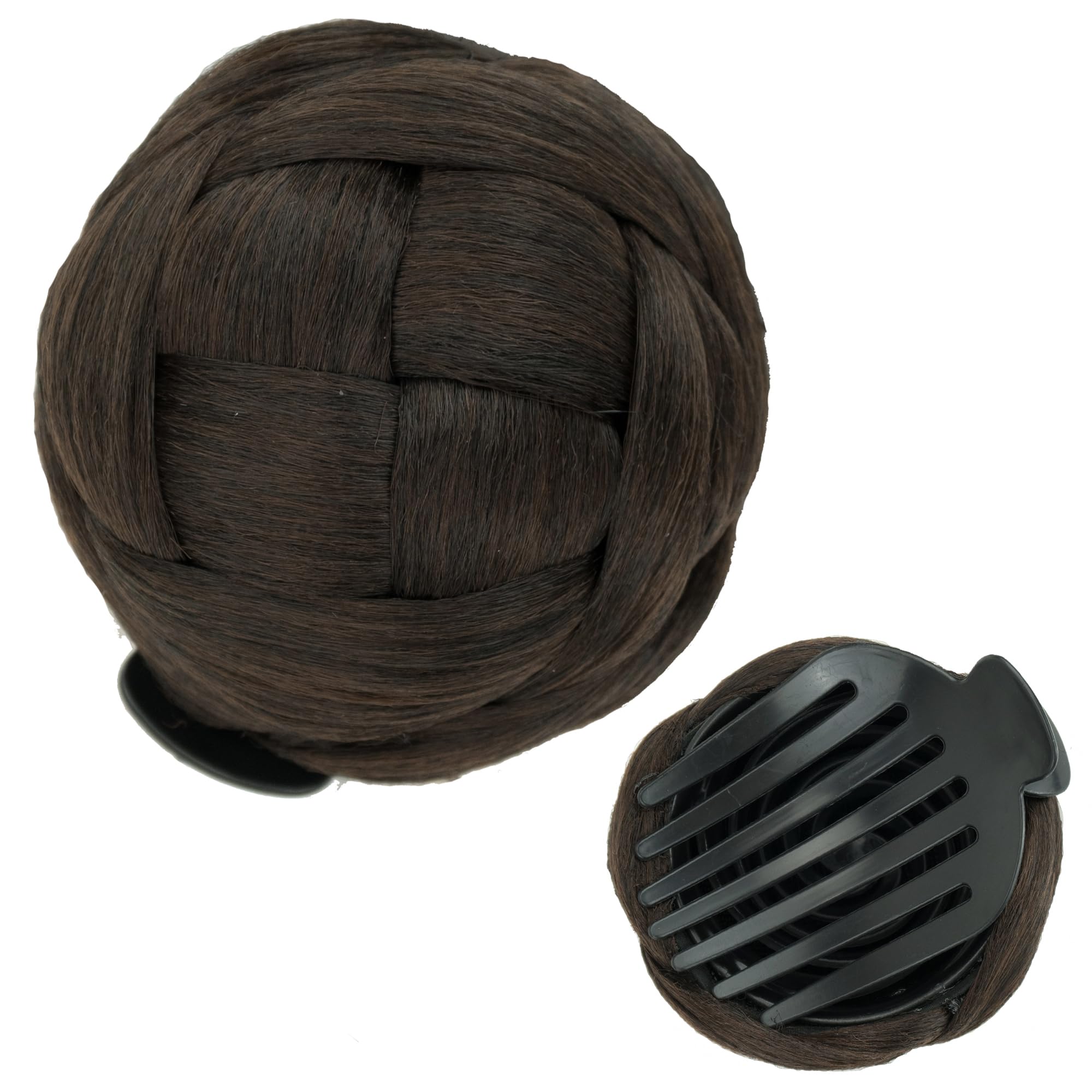 IMISSU Braided Chignon Dancer Hair Donut Hairpieces Scrunchie Claw Hair Bun Updo for Wedding Party (M3 Chocolate Brown)