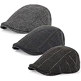 Geyanuo 3Pcs Cotton Newsboy Hat for Men Cool Adjustable Flat Cap