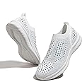 BELOS Women's Rhinestone Mesh Slip On Walking Shoes Fashion Breathable Spakle Glitter Sneaker
