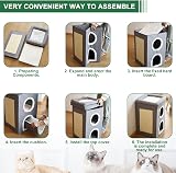 Hibtn Cat House Cave 3 Story Foldable Indoor Cat Condo with Cushions view 5