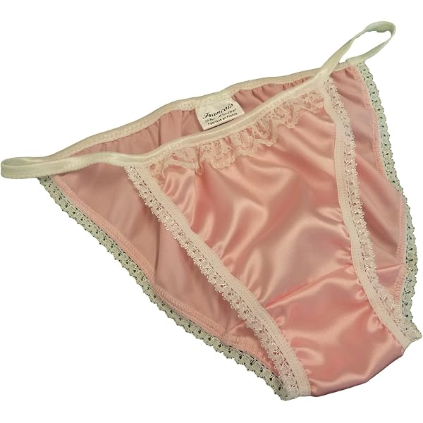 Produktbild von Weißer Satin-Tanga MINI String Bikini Mit Spitze – Made In France, Glänzend & Edel