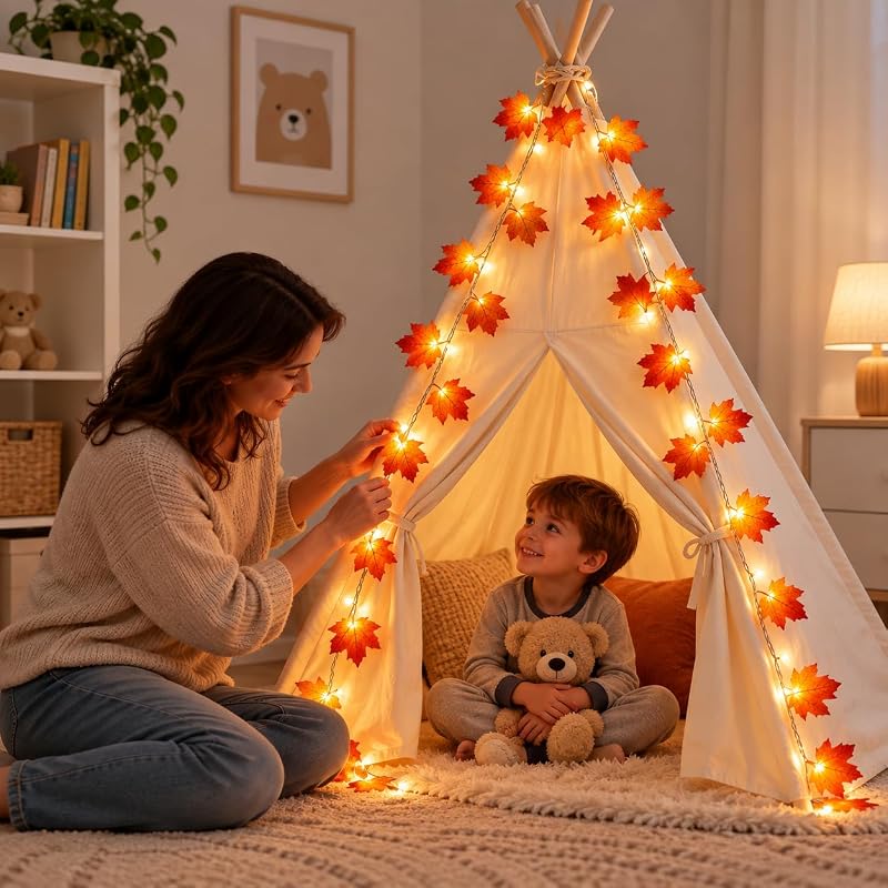 Guirnalda de luces AdalyRoma con hojas, 2,5M 20LED hojas de arce