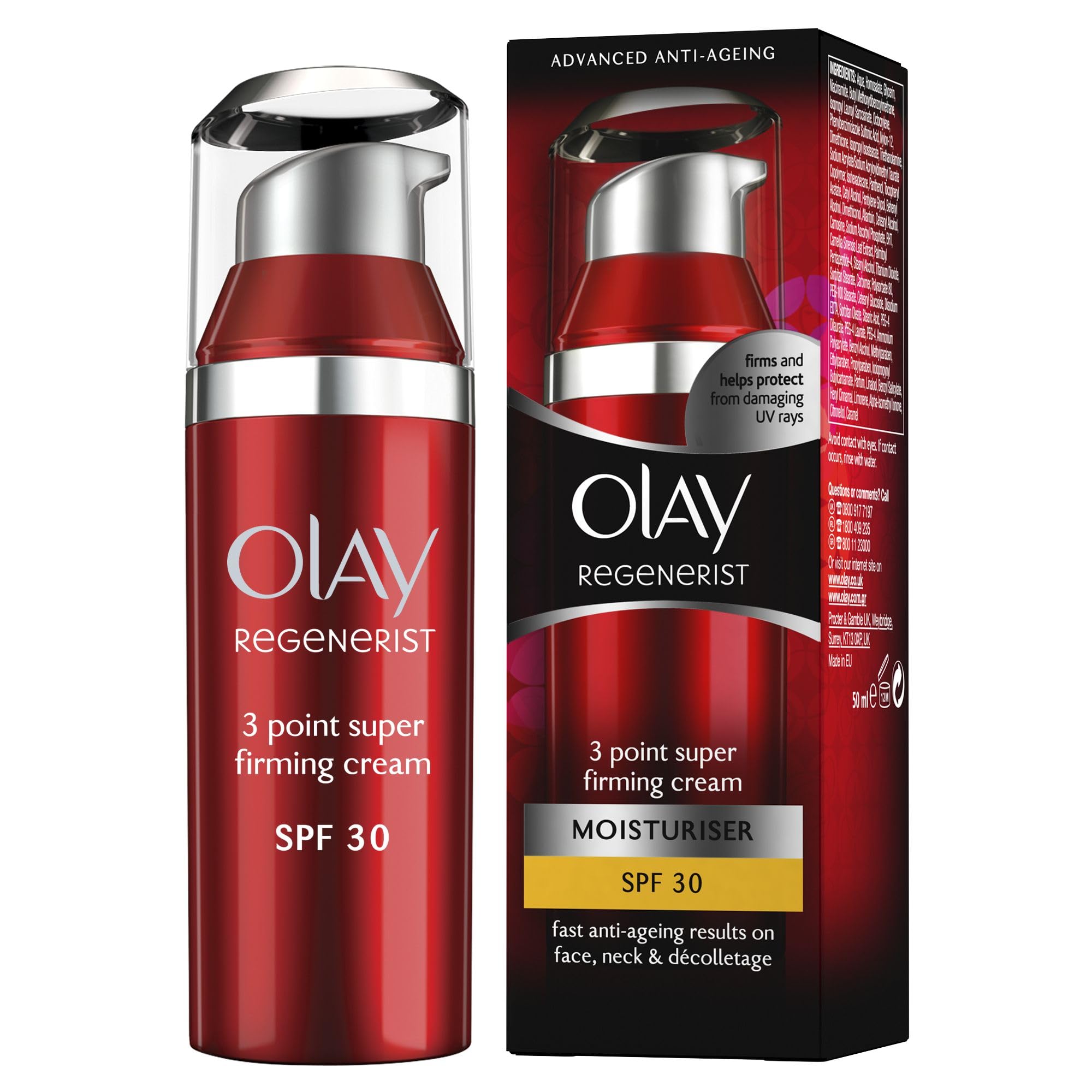 Olay Regenerist 3 Point Firming Anti-Ageing Day SPF30 Lightweight Moisturiser 50 ml, Firms Skin Reduces The Look of Wrinkles