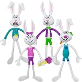 ArtCreativity Bendable Easter Bunny Figurines, Set of 8, Easter Toys for Kids with 4 Colorful Designs, Easter Basket Stuffers for Toddlers, Stress Relief Fidget Toys for Kids, Great Gift for All Ages
