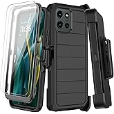 KECAI for Motorola Moto G 5G 2025 Case with Belt Clip Holster, 2X Screen Protector, Heavy Duty Shockproof Drop Protection Military Grade Rugged Full Body Phone Cover with Kickstand (Black)