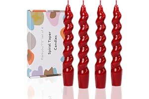 LPUSA Burgundy Spiral Taper Candles-Unscented Candle Sticks and Dripless-Perfect as Dinner Candles and Christmas Candles,4pcs(7.5" Burgundy)