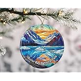 Glacier Bay National Park Stained Glass Look Ornament - National Parks Christmas Keepsake, Travel Souvenir, Ceramic Gift Printed on Both Sides