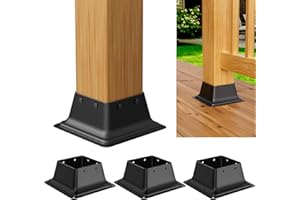 ORIGLE 4x4 Post Base 4Pcs, Internal 3.6"x3.6" Heavy Duty Powder-Coated Steel Post Bracket Fit for Standard Wood Post Anchor, 