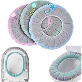 Soft Toilet Seat Cover Pads, Stretchable Washable Toilet Seat Cushion Cover with Handle, Comfortable Toilet Lid Seat Cover, Bathroom Toilet Accessories Set