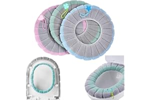 Guojanfon 4 Pieces Toilet Cover Toilet Seat Cover Pads with Handle Toilet Lid Cover Cushion Thicker Bathroom Soft Toilet Seat