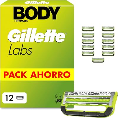 Labs Body + Intimate Cuchillas de Afeitar Cuerpo Hombre, Pack de 12