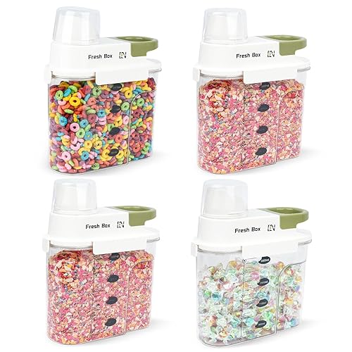 Cereal Storage Container 4Pack,61oz/1.8L Airtight Food Storage Containers With Lids,Organizers Storage With Measuring Cup for Beans,Sugar,Rice,Nuts,Snacks,Dog Cat Pet Food,Candy