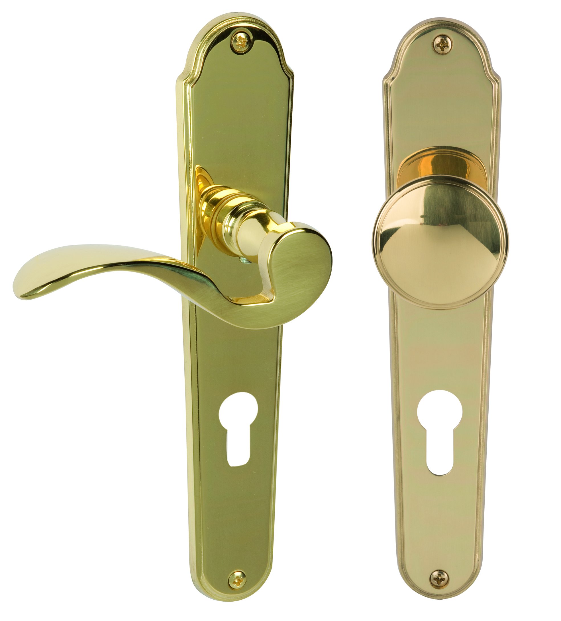 ALPERTEC Door Fittings Panda – Polished Brass for Front Doors 32212403 PZ DIN Left Door Handle Set Door Fittings Door Handle