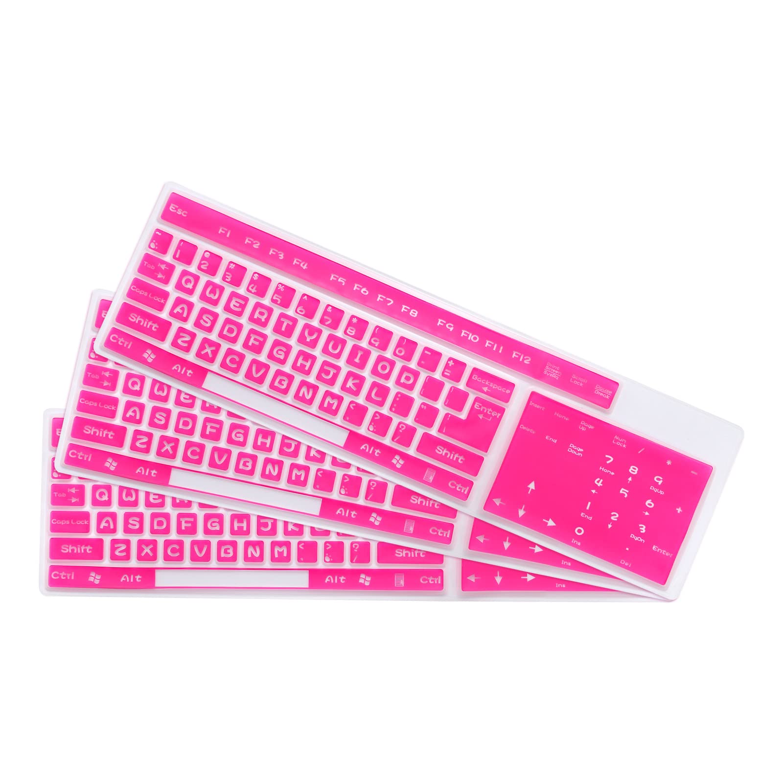 PATIKIL Pc Keyboard Cover Skin Silicone Desktop Keyboard Skin Keyboard Cover for Standard Size PC Computer Desktop Keyboards 17.3"x5.3" Rose Red Keyboard Cover Skin Protector 3Pcs