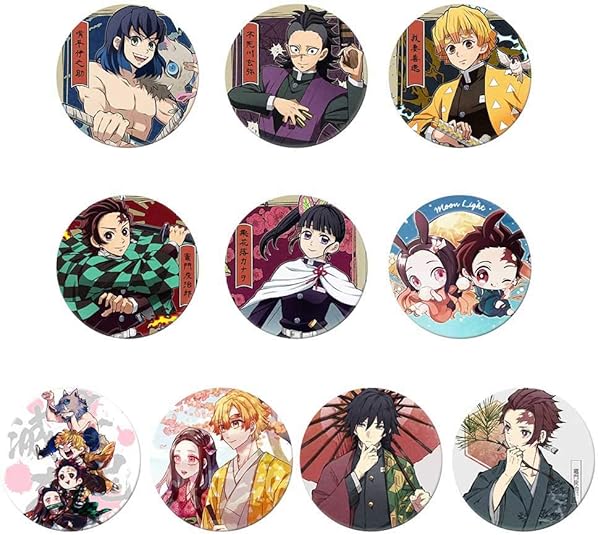 LijingJC Anime Demon Slayer Kimetsu No Yaiba Brooch Button