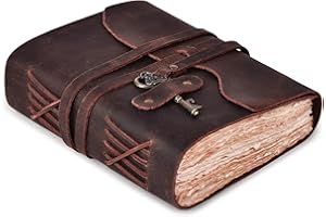 LEATHER VILLAGE Vintage Leather Journal – 200 Handmade Vintage Watercolor Deckle Edge Paper– Leather bound Journal For Women 