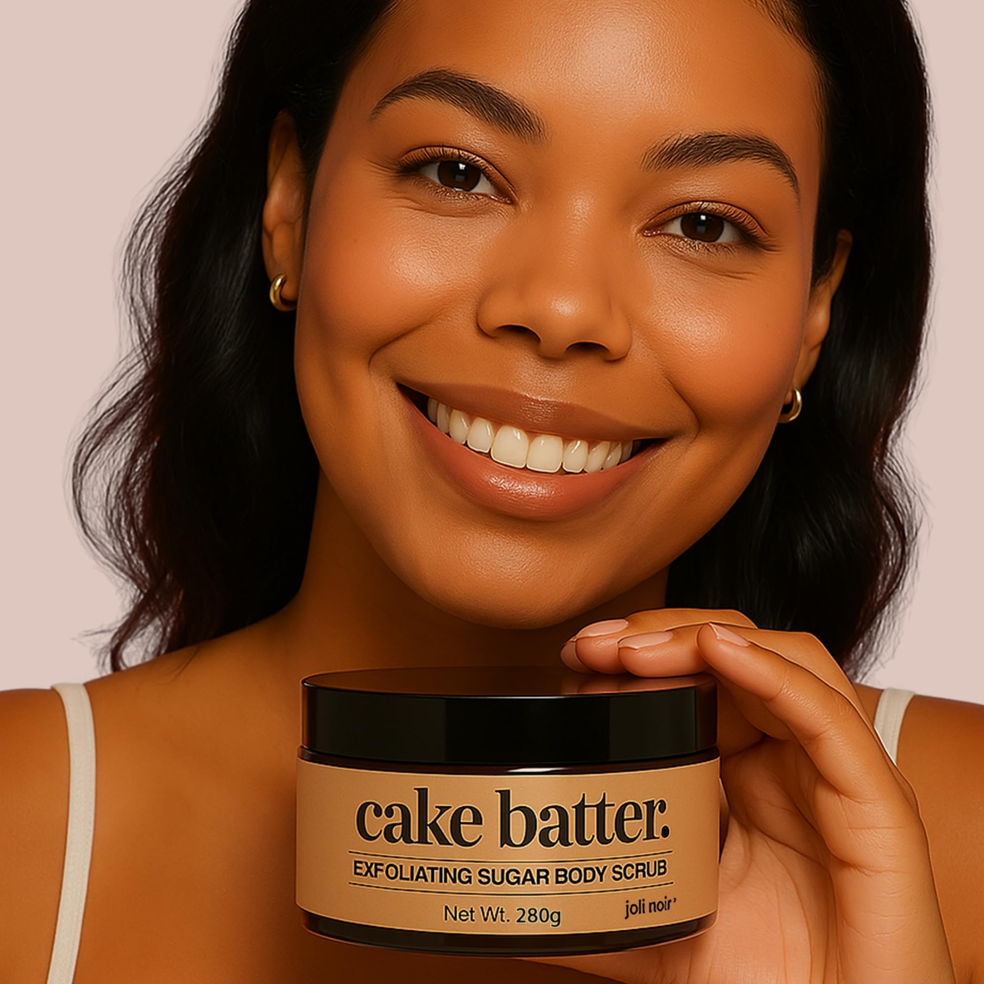 Joli Noir - Sugar Scrub - [Cake Batter] Exfoliating Body Scrub Made With Pumice, Grapeseed, Olive Oil, Sunflower, & Castor Oils To Reveal Silky Smooth Skin