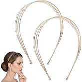 DOPENSPI 2PCS Multi Layers Gold Headbands, Gold Headbands for Women Multi Layers Metal Headband Thin Headband Elegant Golden Hairbands Hair Accessories for Girls Women
