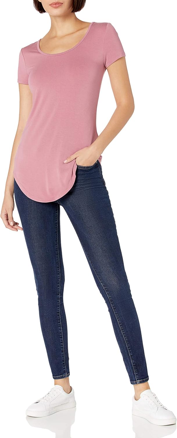  Brand - Daily Ritual Women's Jersey Short-Sleeve Scoop-Neck Longline T-Shirt: Clothing