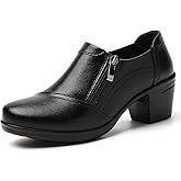 IUY Loafers for Women Black Dress Shoes high Heel Loafers & Slip-Ons Zipper Chunky Block Comfortable Dressy Pumps Business Casual Ladies Heeled Work Office Flight Attendant Shoes
