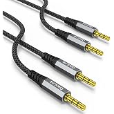 2 Pack AUX Cable, (6.6ft/2m, Hi-Fi Sound) 3.5mm TRS Auxiliary Audio Cable Nylon Braided Cord Compatible with Car,Home Stereos,Speaker,iPod iPad,Headphones,Sony,Echo Dot,Beats (Grey)