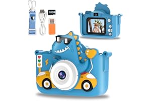 Kids Camera Toy, Toddler Selfie 1080P HD Video Camera, Kids Digital Camera with Dinosaur Protective Cover and 32G SD Card, Ca