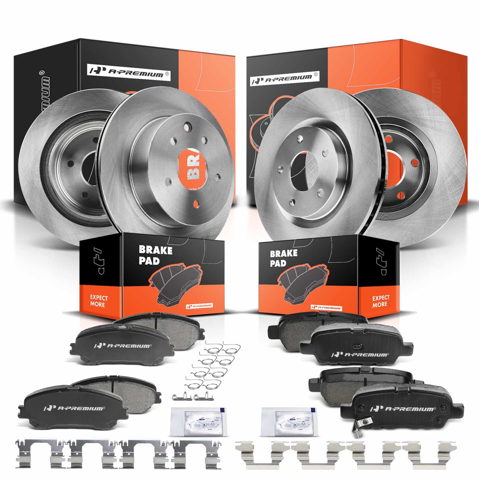 Photo 1 of A-Premium Front & Rear Vented Disc Brake Rotors + Ceramic Pads Kit Compatible with Select Nissan Models - Rogue 2014 2015 2016 2017, 12-PC Set
