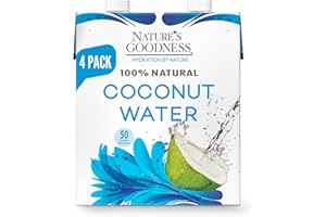 Nature's Goodness Coconut Water No Sugar Added - Unsweetened, Fat Free, Plant-Based Electrolyte Drink - 4 Pack 44.8 Fl Oz Total (4 x 330 ml) - Hydration Support for Fitness, Smoothies, and Everyday Wellness