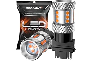 SEALIGHT LED Turn Signal Bulb, 3157 LED Bulbs Amber Yellow, 600% Brighter 3156 3457A 4057 4157 LED Light with Extra Resistor for Front Rear Turn Signal Light, Marker Parking Lights, Pack of 2