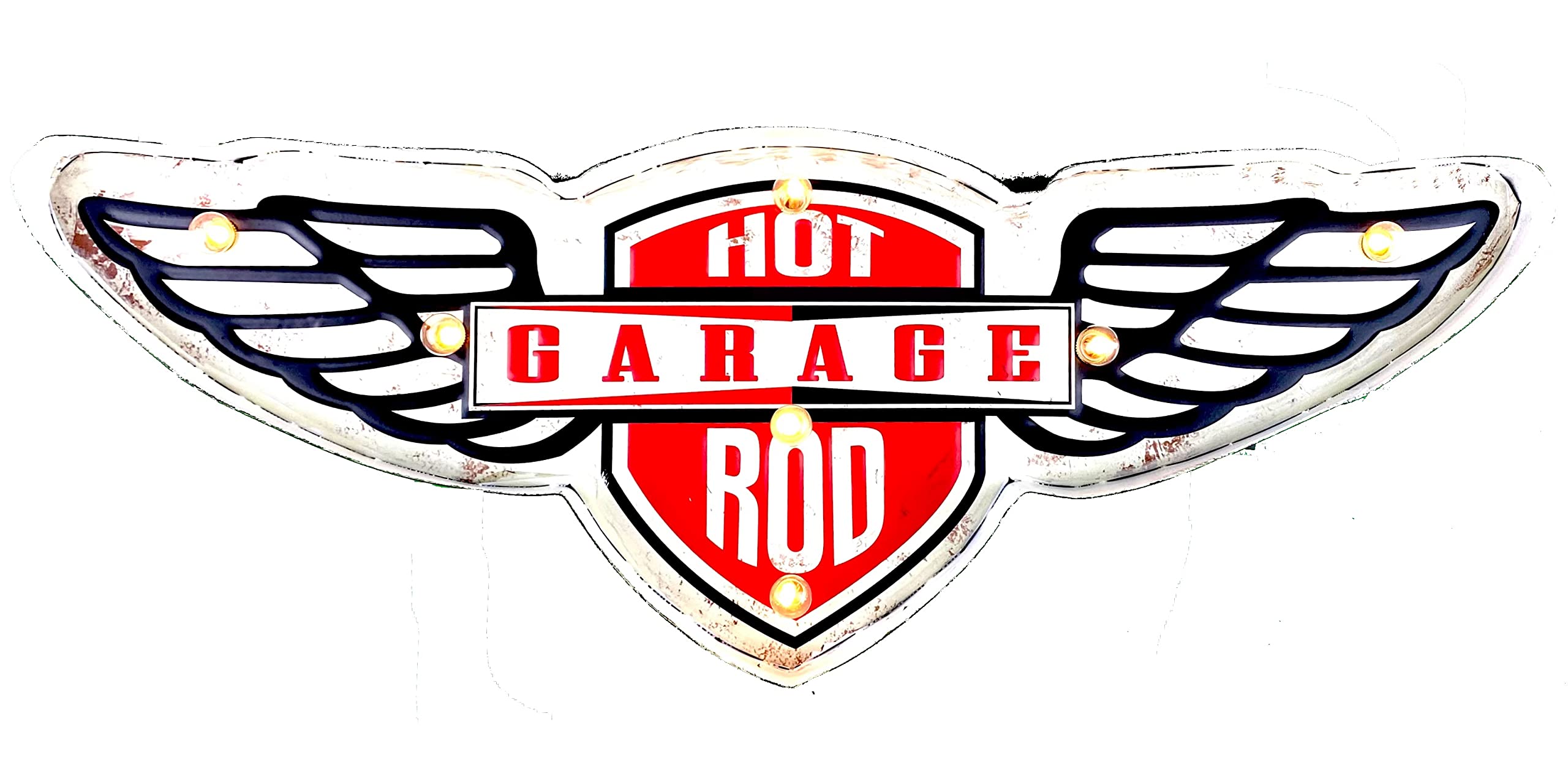 DiiliHiiri Luminous Sign Hot Rod Garage - Original Retro Sign American Retro Sign LED Light Sign Gift for Father Decoration Workshop Garage Vintage 54 x 19 x 5 cm (9109)