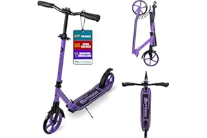 OUTDOORCRUISER Outdoor Cruiser Kick Scooter for Ages 6+, for Kids, Teens, and Adults, Max Load 250 LBS, Foldable, 8-inch Big Wheels, Dual Suspension, 3 Adjustable Levels, Child Safety Approved, Purple